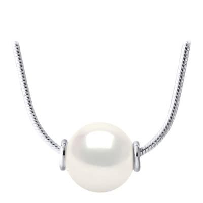 Silver White Pearl Passing Through Necklace