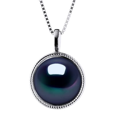 Silver Black Tahiti Pearl Pendant Necklace
