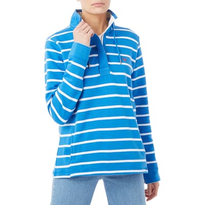 Blue Stripe Cotton Toggle Sweatshirt 