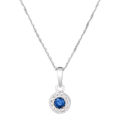 Silver 'Precious Sapphire' Blue Diamond Pendant Drop Necklace