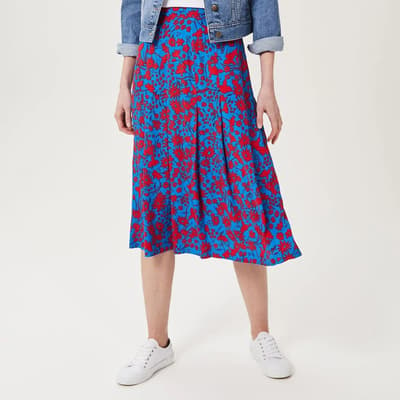 Blue/Red Diane Floral Skirt