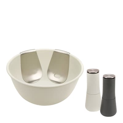 Serve It In Style Salad Bowl, Servers and Mill Set