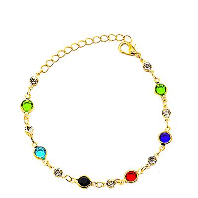 18K Gold Multi Color Station Bracelet