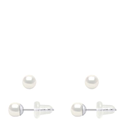 White Freshwater Pearl Earrings 4-5mm