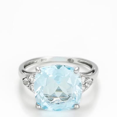 Silver Blue Light Diamond Ring