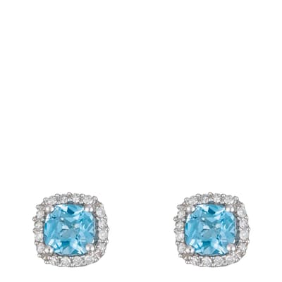 Silver Blue Topaz Diamond Earrings