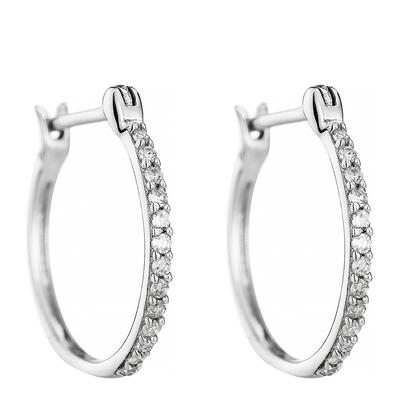 Silver Hoop Diamond Earrings