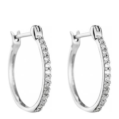 Silver Hoop Diamond Earrings