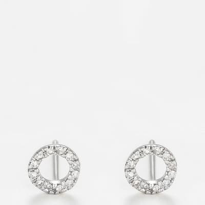 Silver Simplicity Circle Diamond Earrings