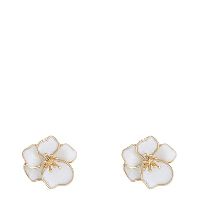 Gold Orchid Diamond Earrings