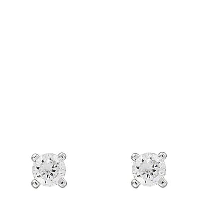 Silver Single Diamond Earrings