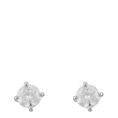 Silver Single Diamond Earrings