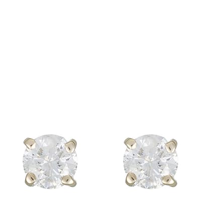 Gold Square Single Diamond Earrings