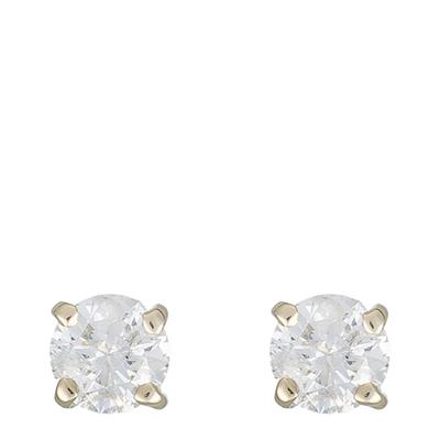 Gold Square Single Diamond Earrings