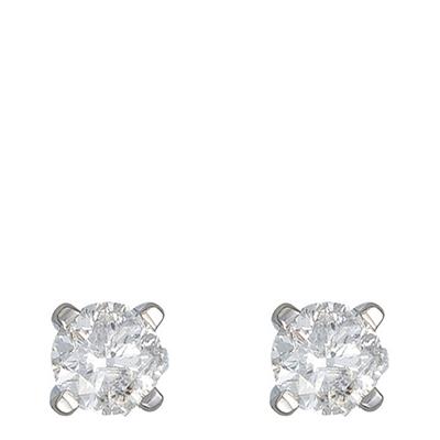 Silver Square Diamond Earrings