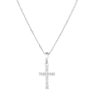Silver Cross Of Happiness Diamond Pendant Necklace