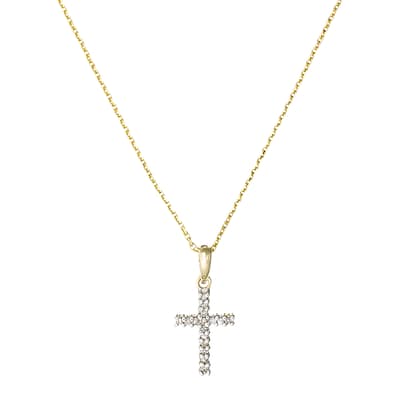 Gold Cross Of Happiness Diamond Pendant Necklace