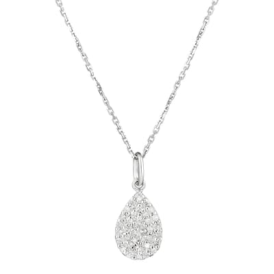 Silver Raindrop Diamond Pendant Necklace