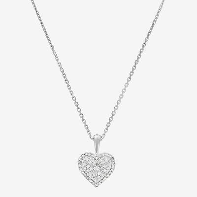 Silver Heart Diamond Pendant Necklace