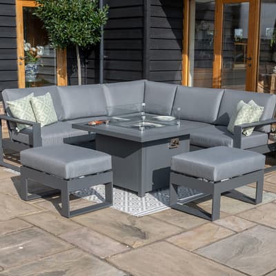 SAVE £554 - Amalfi Small Corner Group With Fire Pit Table , Grey