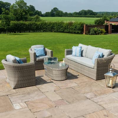 SAVE £470 - Oxford 3 Seat Sofa Set with Fire Pit Coffee Table