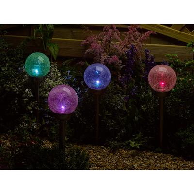 Set of % Crackle Globe Solar Lights