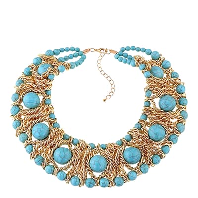 18K Gold Statement Turquoise Necklace