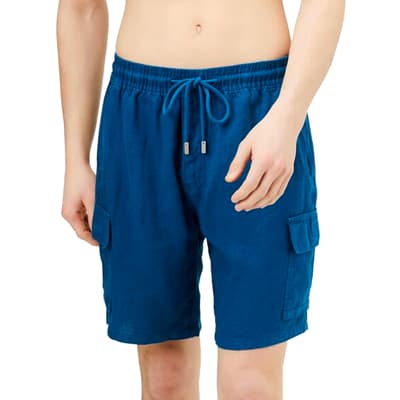 Navy Baie Linen Shorts