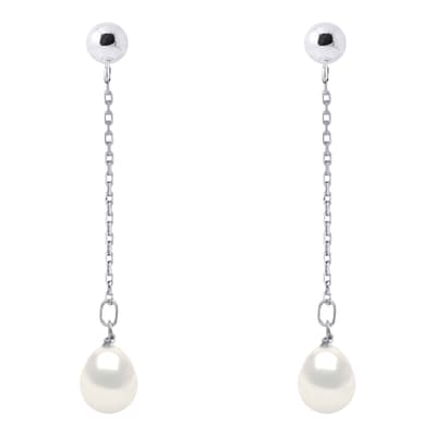 Natural White Pear Pearl Earrings