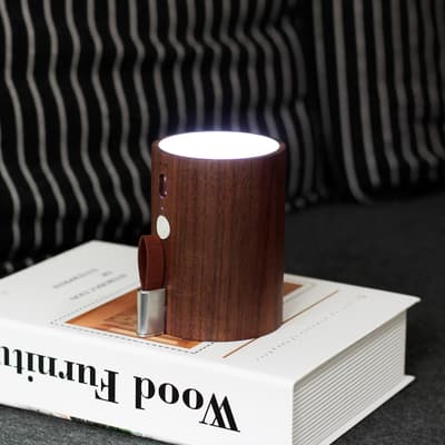 Drum Light Bluetooth Speaker, Natural Walnut Wood