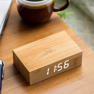 Ash Flip Click Clock, Natural Bamboo Wood