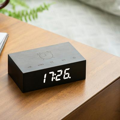 Ash Flip Click Clock, Black Wood Effect
