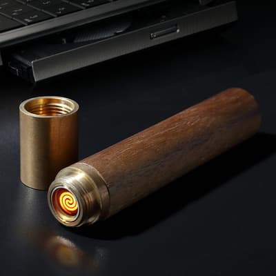 Flameless Element Lighter, Natural Walnut Wood