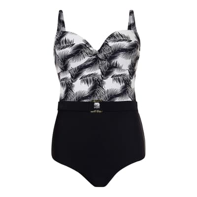 Black Palm Print Swimsuit