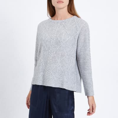 Grey Cable Knit Cashmere Jumper