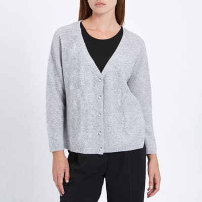 Grey Pearl Button Cashmere Cardigan