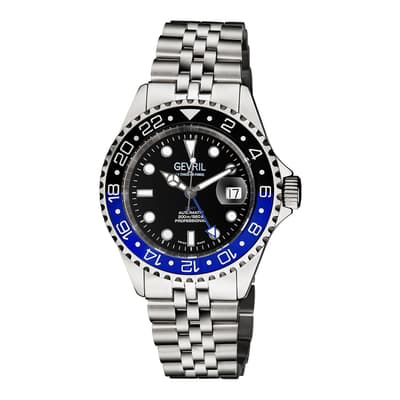 Men's Silver/Blue Wall Street Bracelet Watch 43 Mm