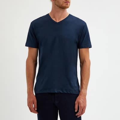 Navy Danny V-Neck Cotton Blend T-Shirt