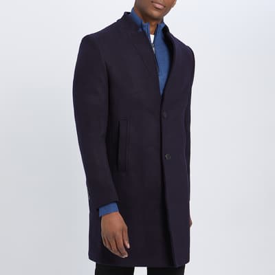 Navy Clemont Wool Blend Coat