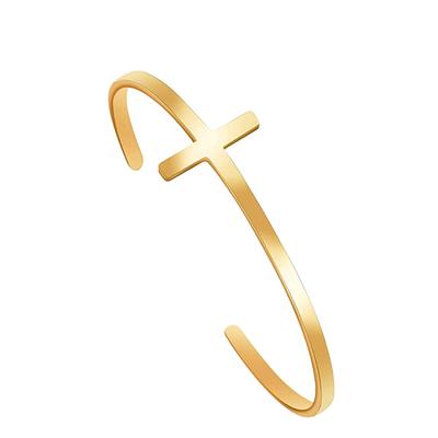 18K Rose Gold Plated Plated Cross Cuff Bangle