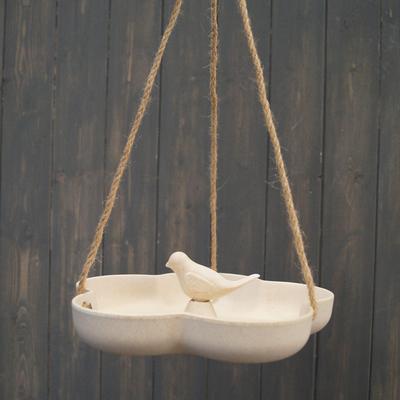 Earthy Natural Bamboo Hanging Bird Bath/Feeder