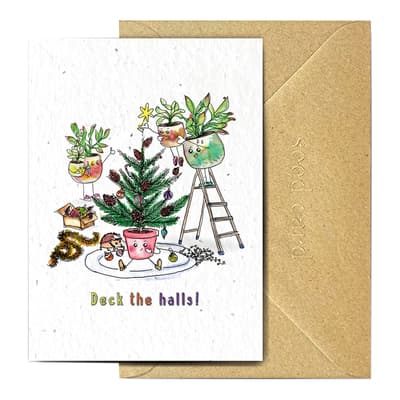 Pack of 5 Plant Pot People Seed Cards, Deck the Halls