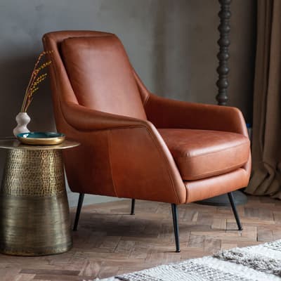 Bracknell Leather Armchair, Brown