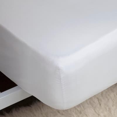 Premium Blend Double Fitted Sheet, White