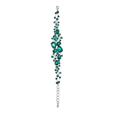 Silver & Green Embellished Cluster Bracelet
