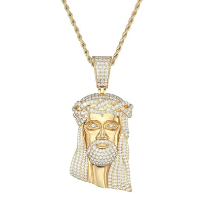 18K Gold Jesus Cz Necklace