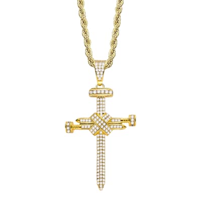 18K Gold Cz Cross Necklace
