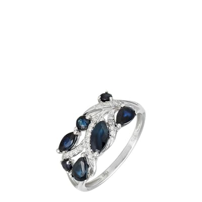 Silver " Floral Sapphire" Ring