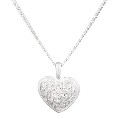 Silver "Heart" Diamond Pendant Necklace