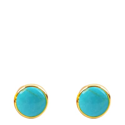 18K Gold Turquoise Stud Earrings